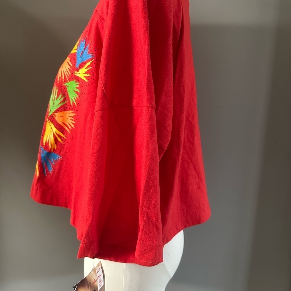 red y2k cropped vintage - retro funky graphic t-shirt NWT - Picture 8 of 11